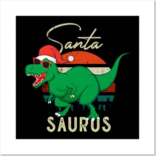 Santa Saurus Christmas Gift Idea T-Shirt Posters and Art